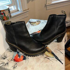 Dr. Martens MAGDALENA Black Chunky Heels Ankle Leather Boots